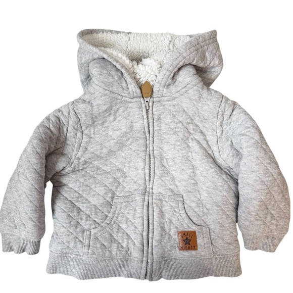 Carter's Simple Joys Kids Fleece Lined Quilted Hoodie Jacket Grey Size 12 - Picture 2 of 8